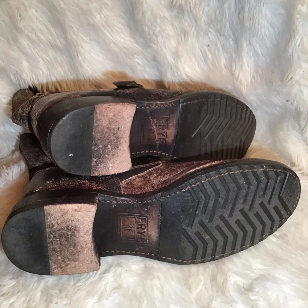 Frye Mens crackled distressed leather boots size 9